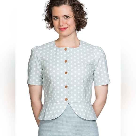 Retro 60s Spotlight Blouse In Mint  - Picture 2 of 6